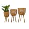 Brown Bamboo Bohemian Planter, Set of 3" 26", 23", 20"